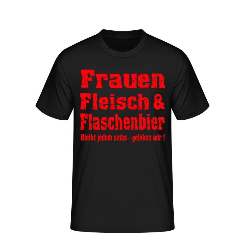 Frauen, Fleisch und Flaschenbier - T-Shirt Schwarz
